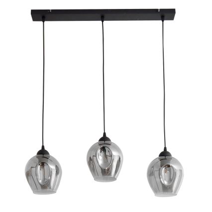Luster na sajli LILI 3xE27/15W/230V crno/sivo