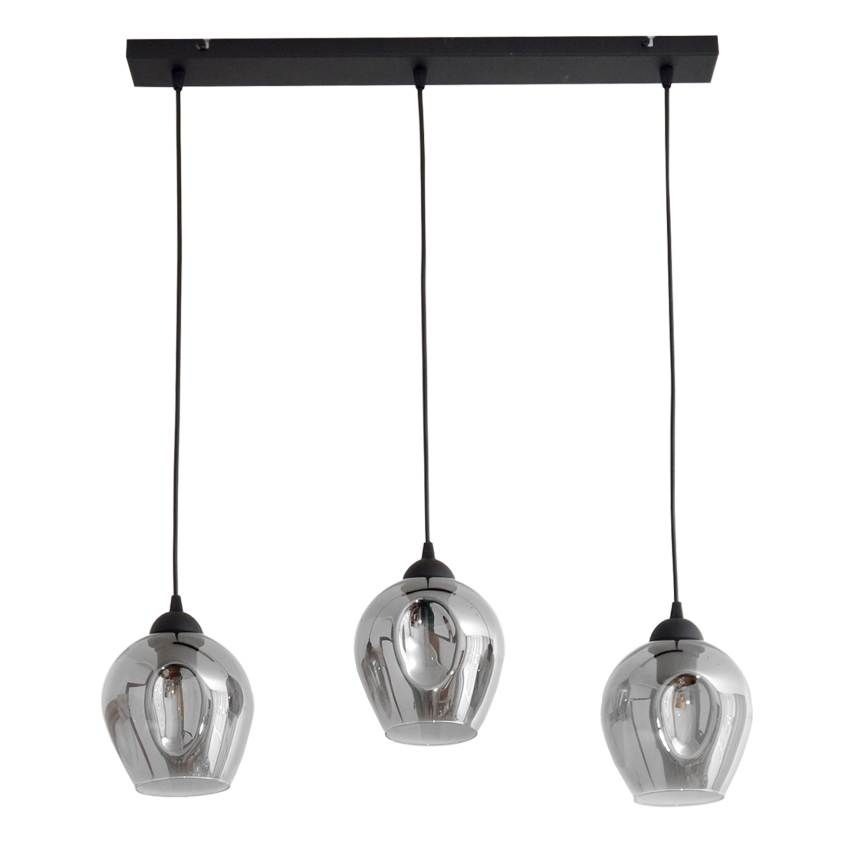 Luster na sajli LILI 3xE27/15W/230V crno/sivo