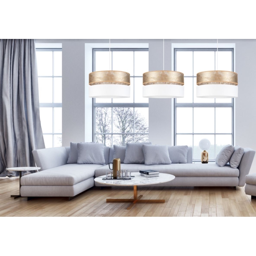 Luster na sajli LIMA 1xE27/60W/230V bela/zlatna