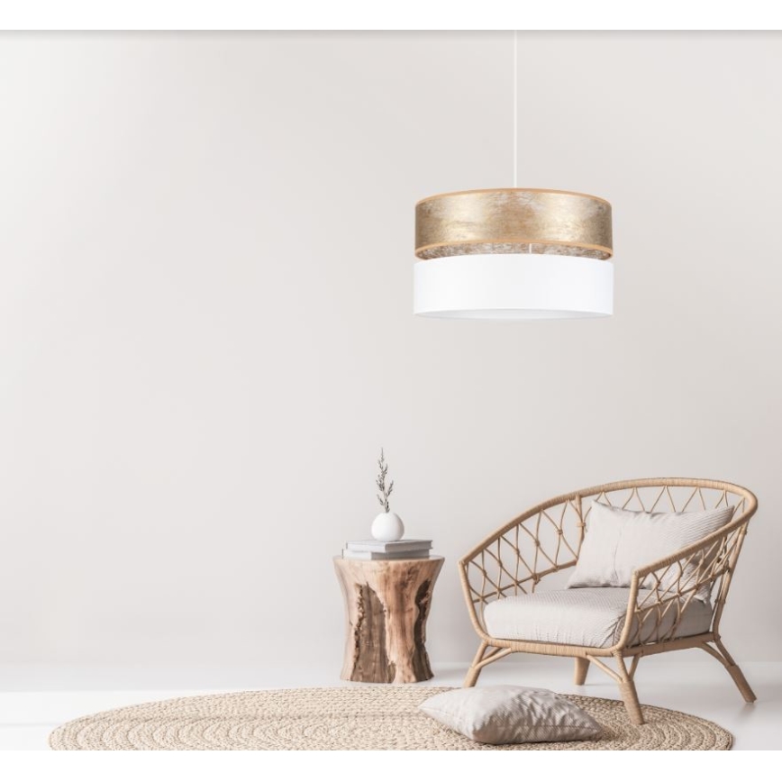 Luster na sajli LIMA 1xE27/60W/230V bela/zlatna