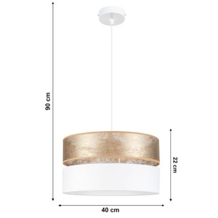 Luster na sajli LIMA 1xE27/60W/230V bela/zlatna