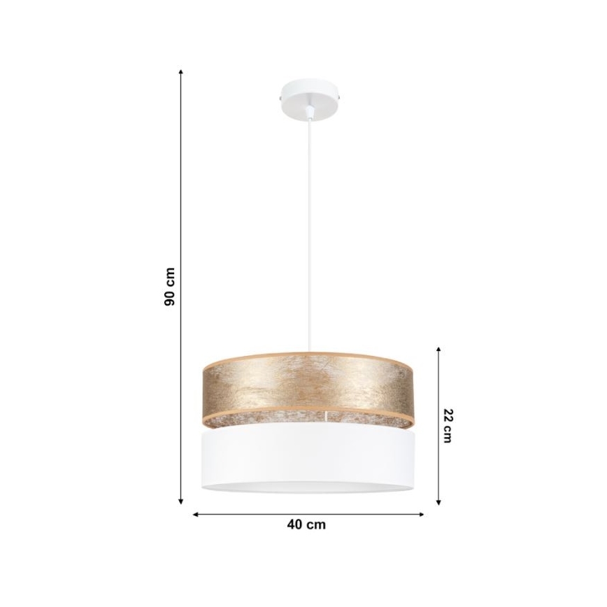 Luster na sajli LIMA 1xE27/60W/230V bela/zlatna