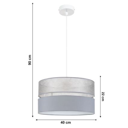 Luster na sajli LIMA 1xE27/60W/230V sivo