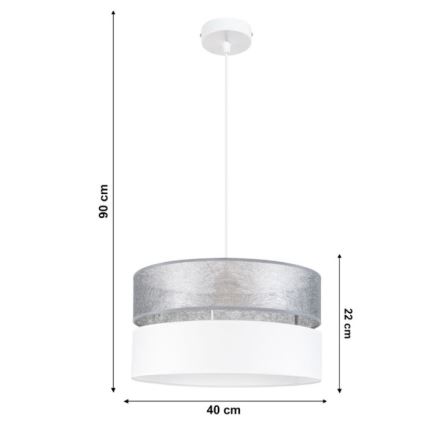 Luster na sajli LIMA 1xE27/60W/230V srebrno/bela