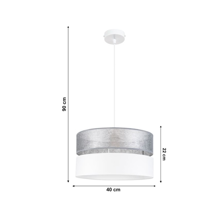 Luster na sajli LIMA 1xE27/60W/230V srebrno/bela