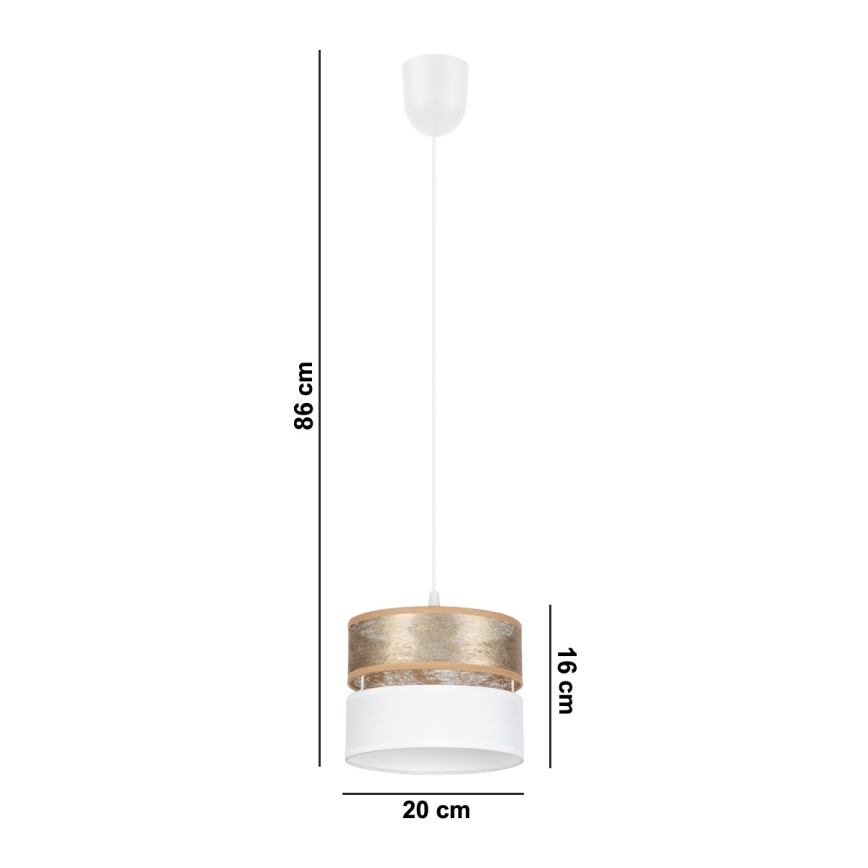 Luster na sajli LIMA 1xE27/60W/230V zlatna/bela