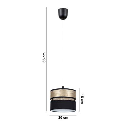 Luster na sajli LIMA 1xE27/60W/230V zlatna/crno