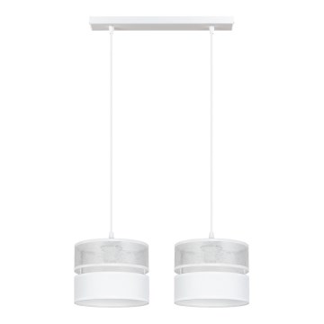 Luster na sajli LIMA 2xE27/60W/230V srebrno/bela