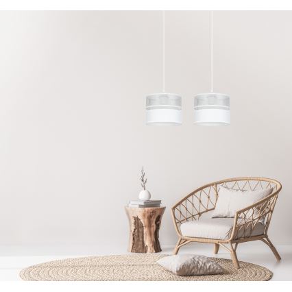 Luster na sajli LIMA 2xE27/60W/230V srebrno/bela