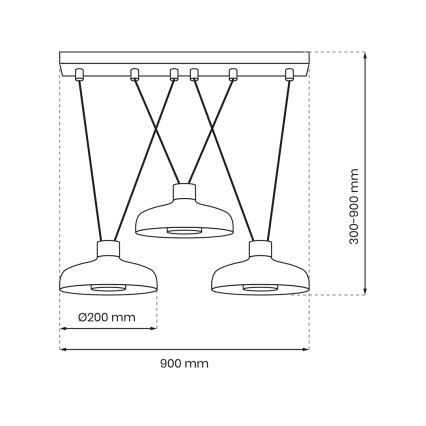 Luster na sajli LINEA 3xGX53/12W/230V crno