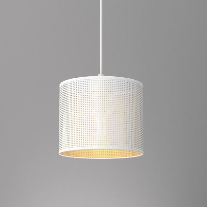 Luster na sajli LOFT SHADE 1xE27/60W/230V pr. 18 cm bela/zlatna
