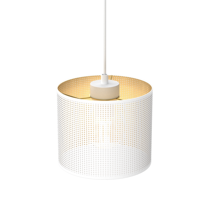 Luster na sajli LOFT SHADE 1xE27/60W/230V pr. 18 cm bela/zlatna