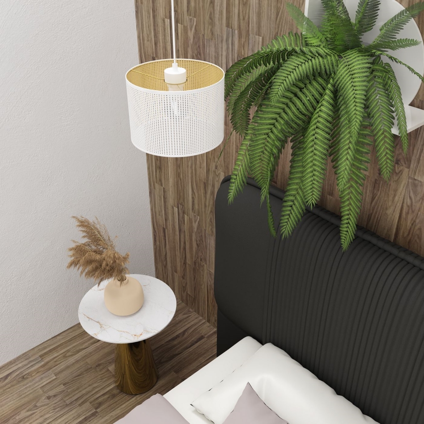 Luster na sajli LOFT SHADE 1xE27/60W/230V pr. 25 cm bela/zlatna