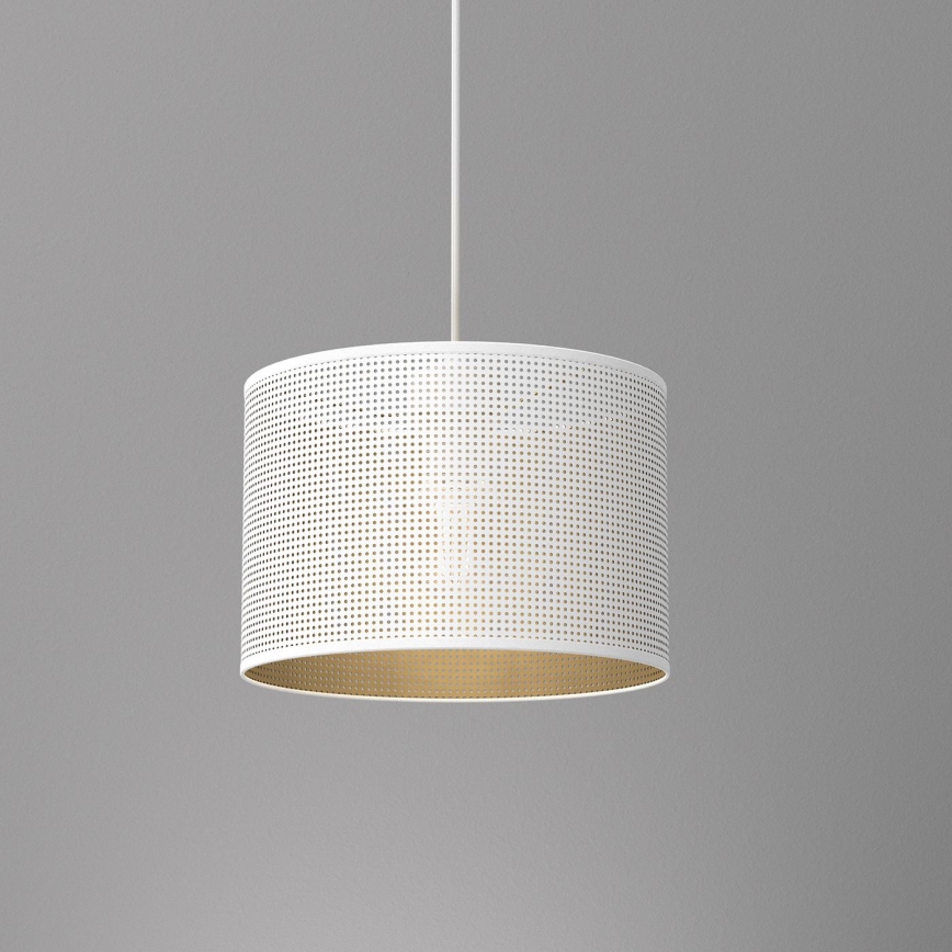 Luster na sajli LOFT SHADE 1xE27/60W/230V pr. 25 cm bela/zlatna