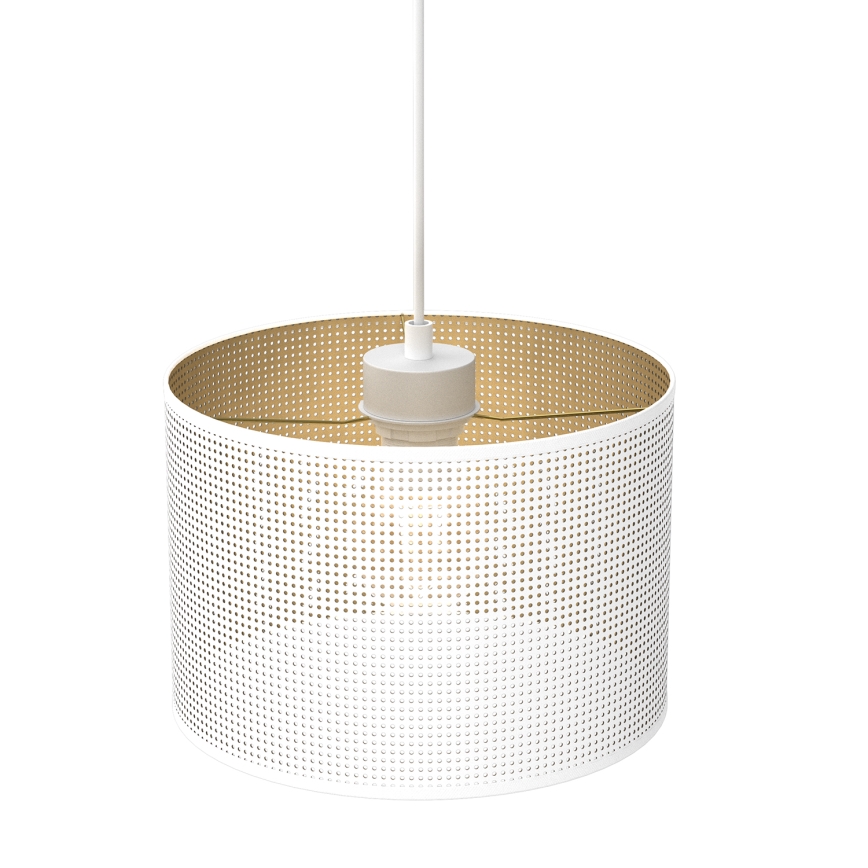 Luster na sajli LOFT SHADE 1xE27/60W/230V pr. 25 cm bela/zlatna