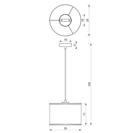 Luster na sajli LOFT SHADE 1xE27/60W/230V pr. 25 cm crno/zlatna