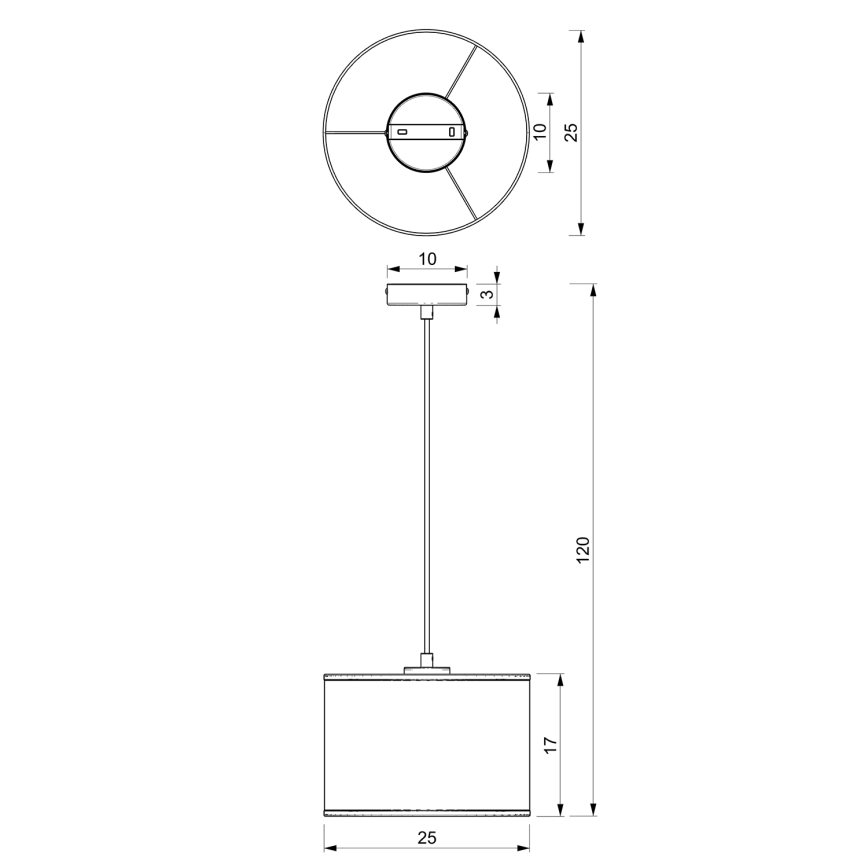 Luster na sajli LOFT SHADE 1xE27/60W/230V pr. 25 cm crno/zlatna