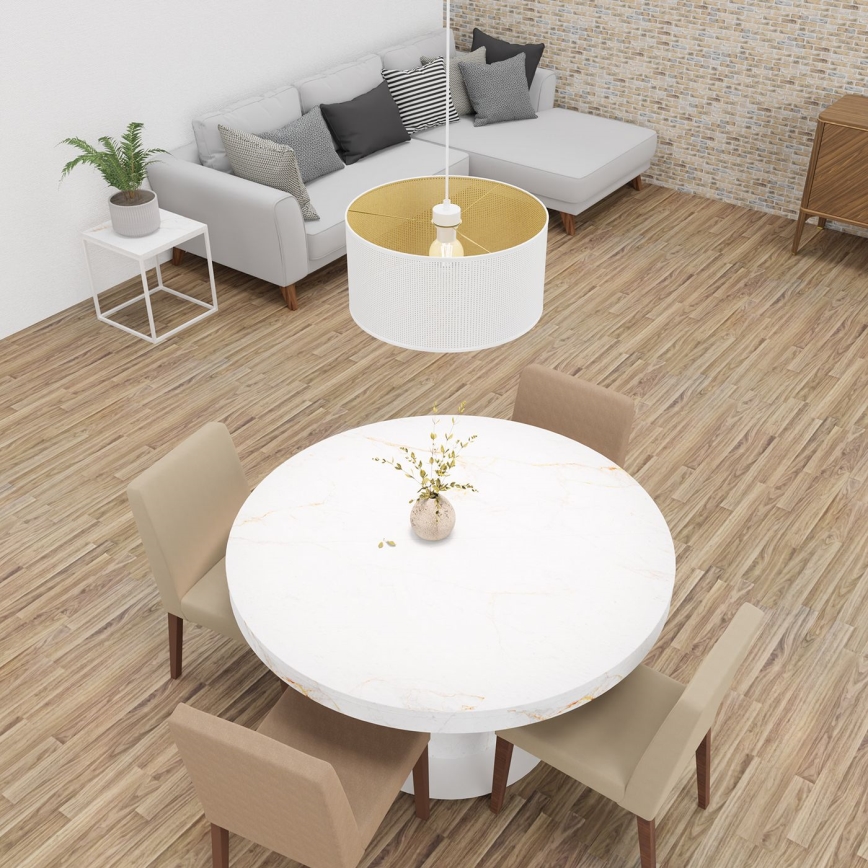 Luster na sajli LOFT SHADE 1xE27/60W/230V pr. 40 cm bela/zlatna