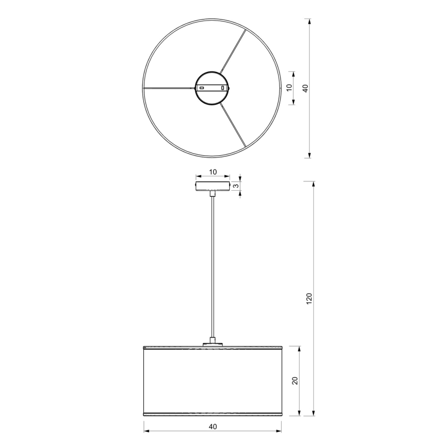 Luster na sajli LOFT SHADE 1xE27/60W/230V pr. 40 cm crno