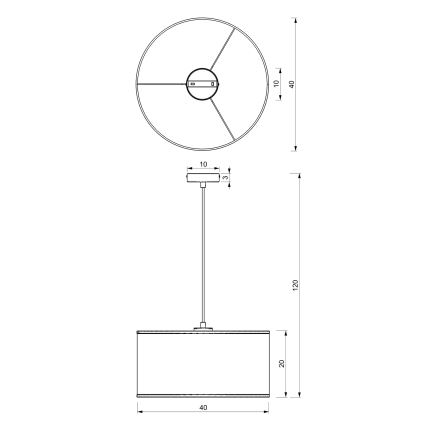 Luster na sajli LOFT SHADE 1xE27/60W/230V pr. 40 cm crno/zlatna