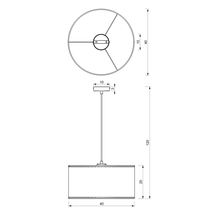 Luster na sajli LOFT SHADE 1xE27/60W/230V pr. 40 cm crno/zlatna