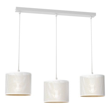 Luster na sajli LOFT SHADE 3xE27/60W/230V bela/zlatna