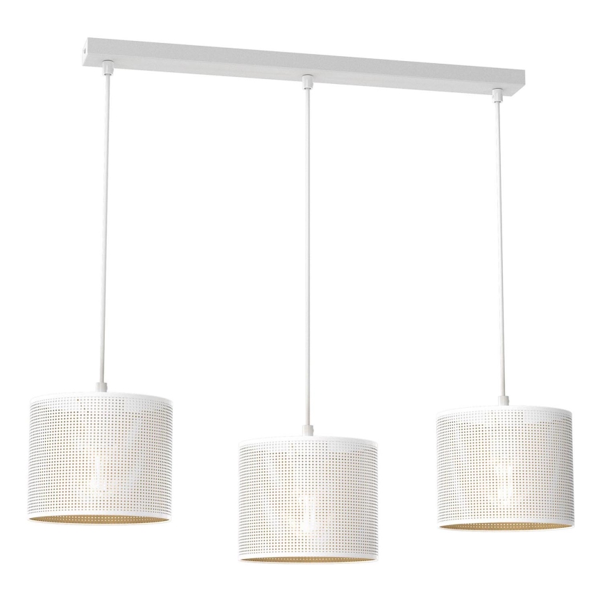 Luster na sajli LOFT SHADE 3xE27/60W/230V bela/zlatna