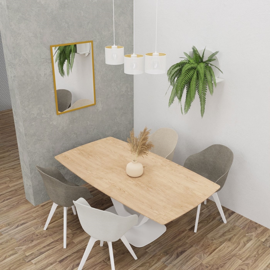 Luster na sajli LOFT SHADE 3xE27/60W/230V bela/zlatna
