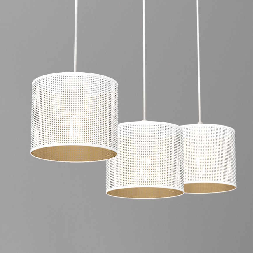 Luster na sajli LOFT SHADE 3xE27/60W/230V bela/zlatna