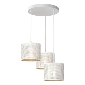 Luster na sajli LOFT SHADE 3xE27/60W/230V bela/zlatna