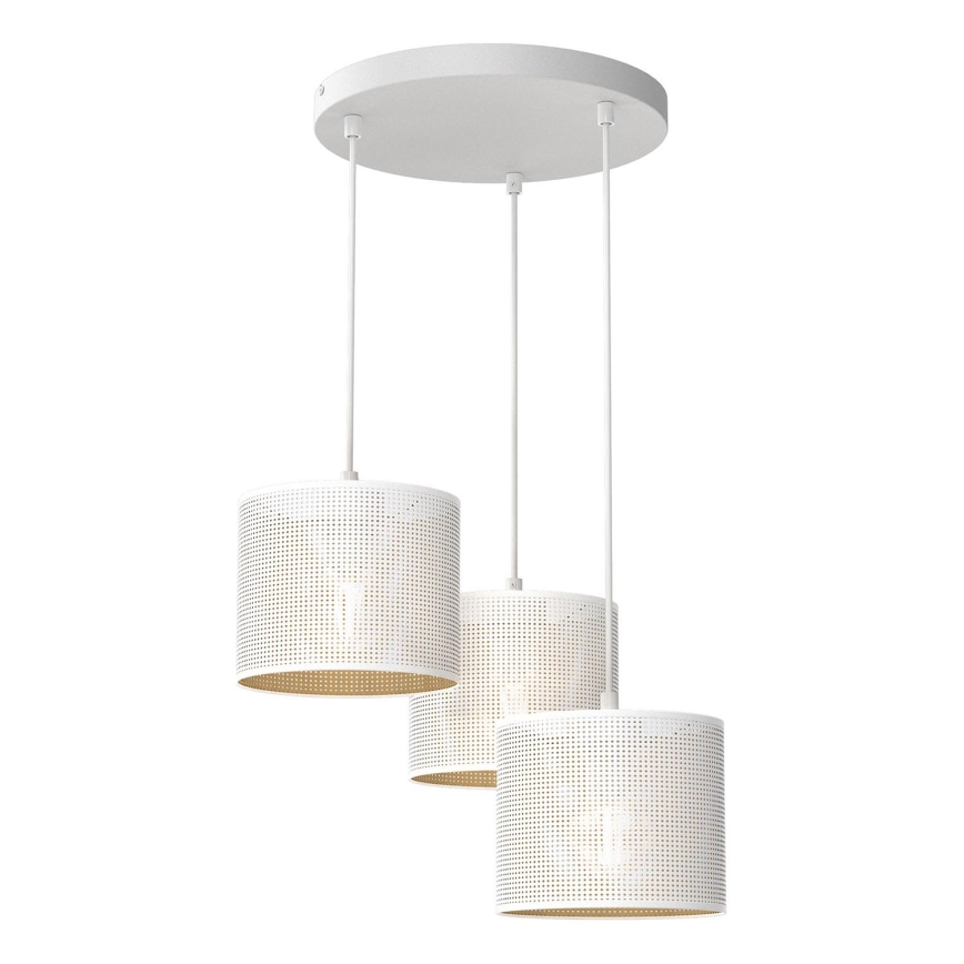 Luster na sajli LOFT SHADE 3xE27/60W/230V bela/zlatna