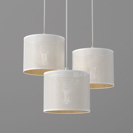 Luster na sajli LOFT SHADE 3xE27/60W/230V bela/zlatna