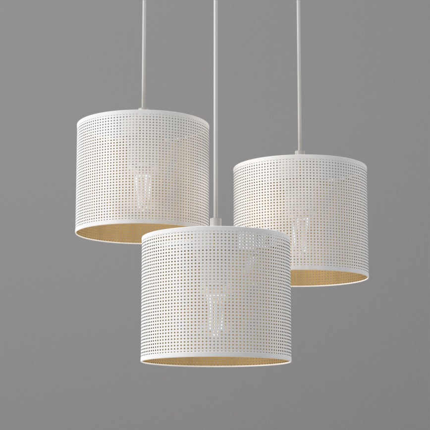 Luster na sajli LOFT SHADE 3xE27/60W/230V bela/zlatna