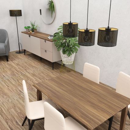 Luster na sajli LOFT SHADE 3xE27/60W/230V crno/zlatna