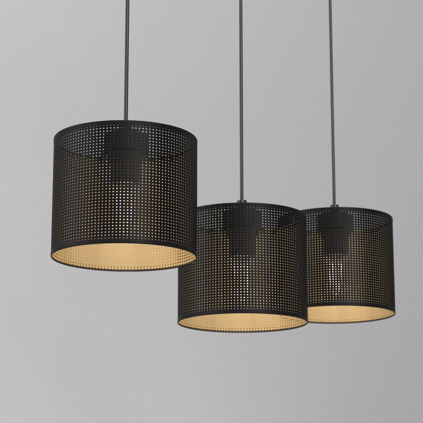 Luster na sajli LOFT SHADE 3xE27/60W/230V crno/zlatna