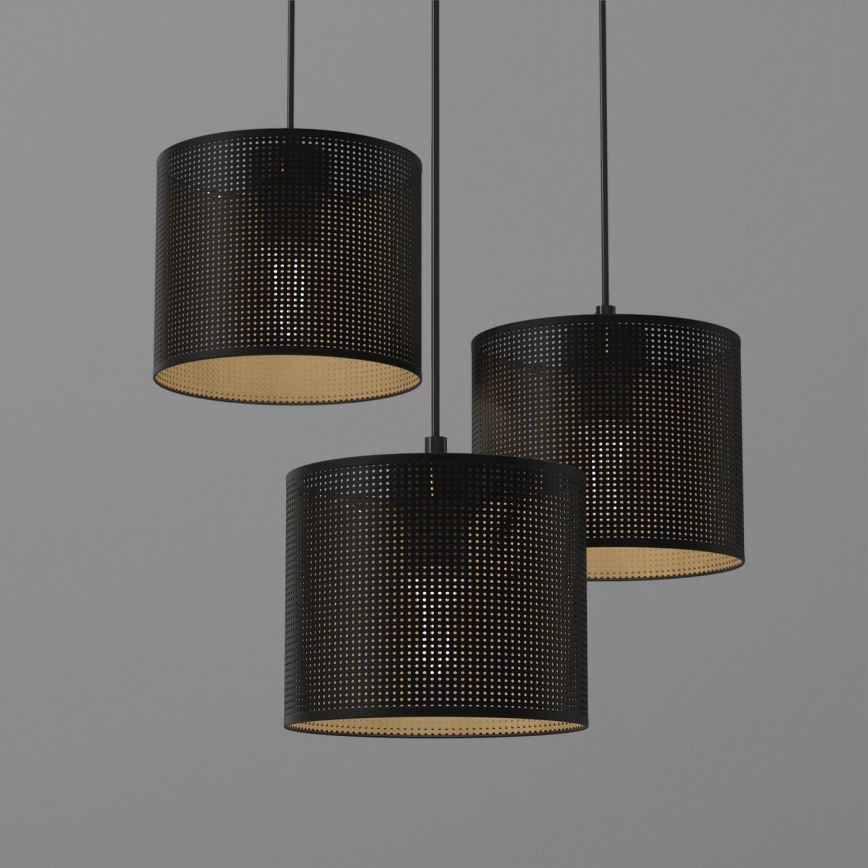 Luster na sajli LOFT SHADE 3xE27/60W/230V crno/zlatna