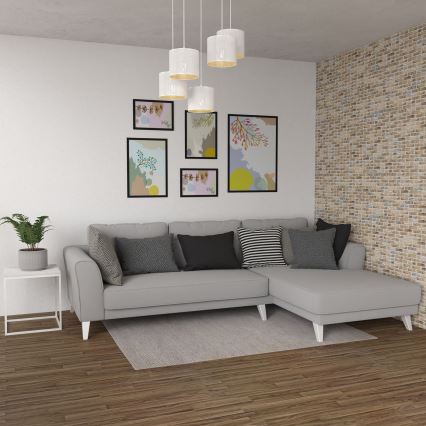 Luster na sajli LOFT SHADE 5xE27/60W/230V bela/zlatna