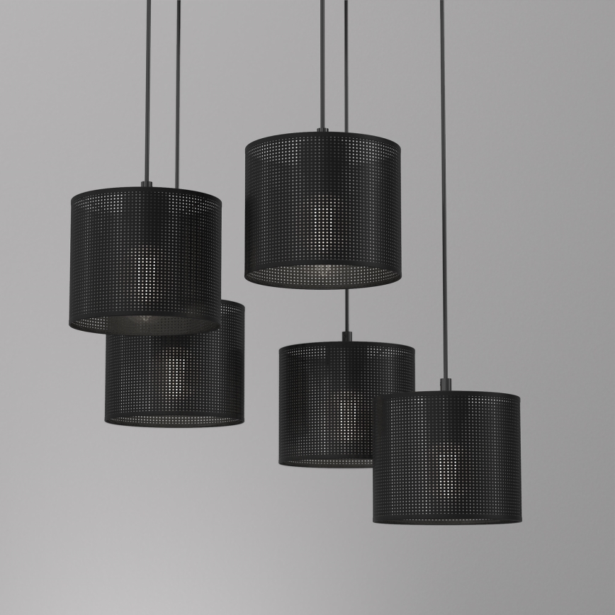 Luster na sajli LOFT SHADE 5xE27/60W/230V crno