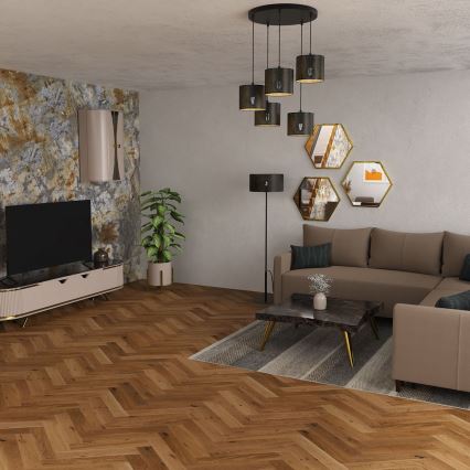 Luster na sajli LOFT SHADE 5xE27/60W/230V crno/zlatna