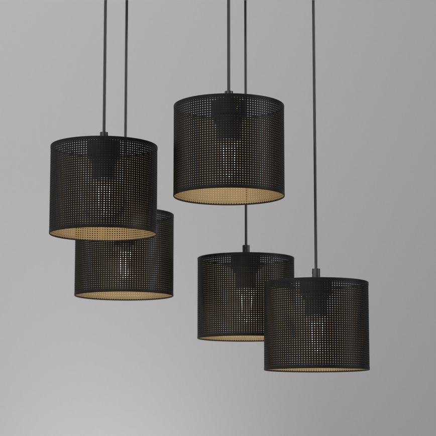 Luster na sajli LOFT SHADE 5xE27/60W/230V crno/zlatna