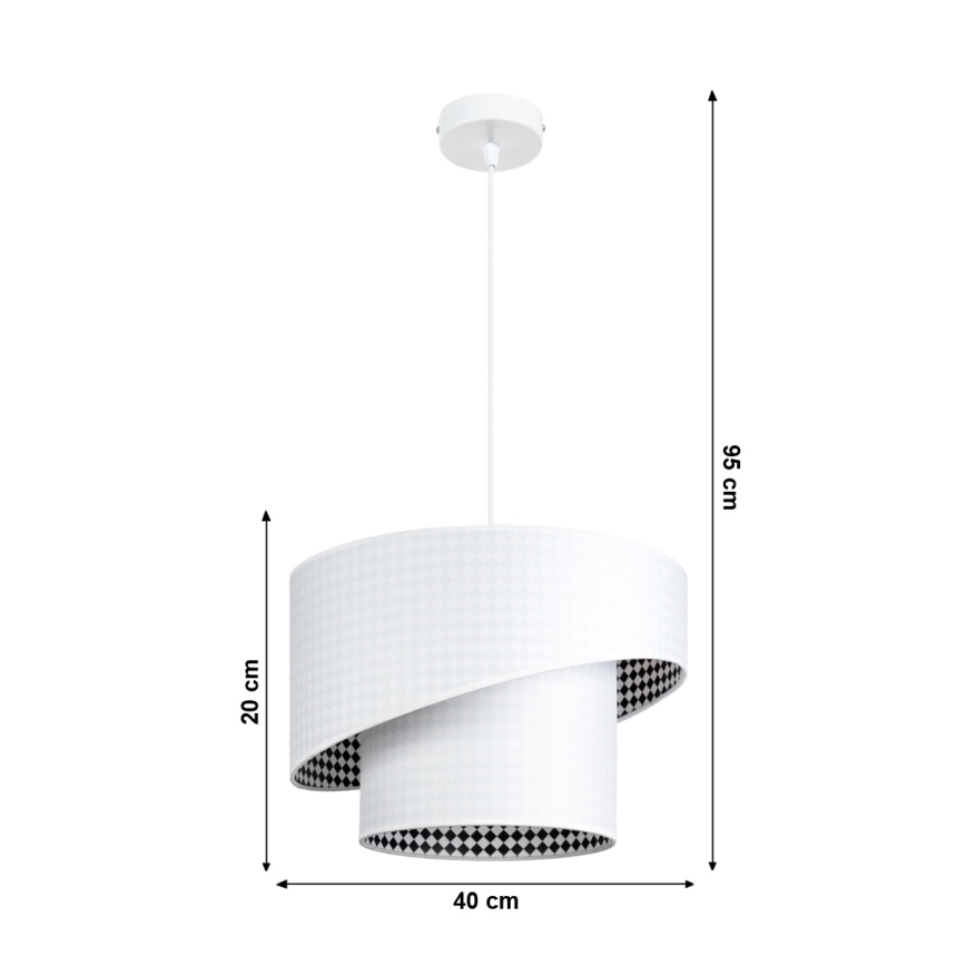 Luster na sajli LORI 1xE27/60W/230V bela