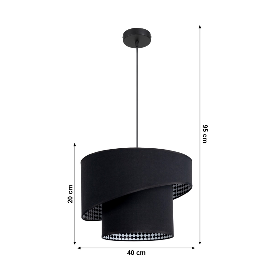 Luster na sajli LORI 1xE27/60W/230V crno