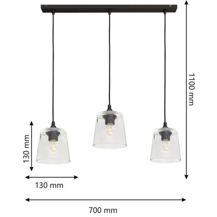 Luster na sajli LUCEA 3xE27/15W/230V