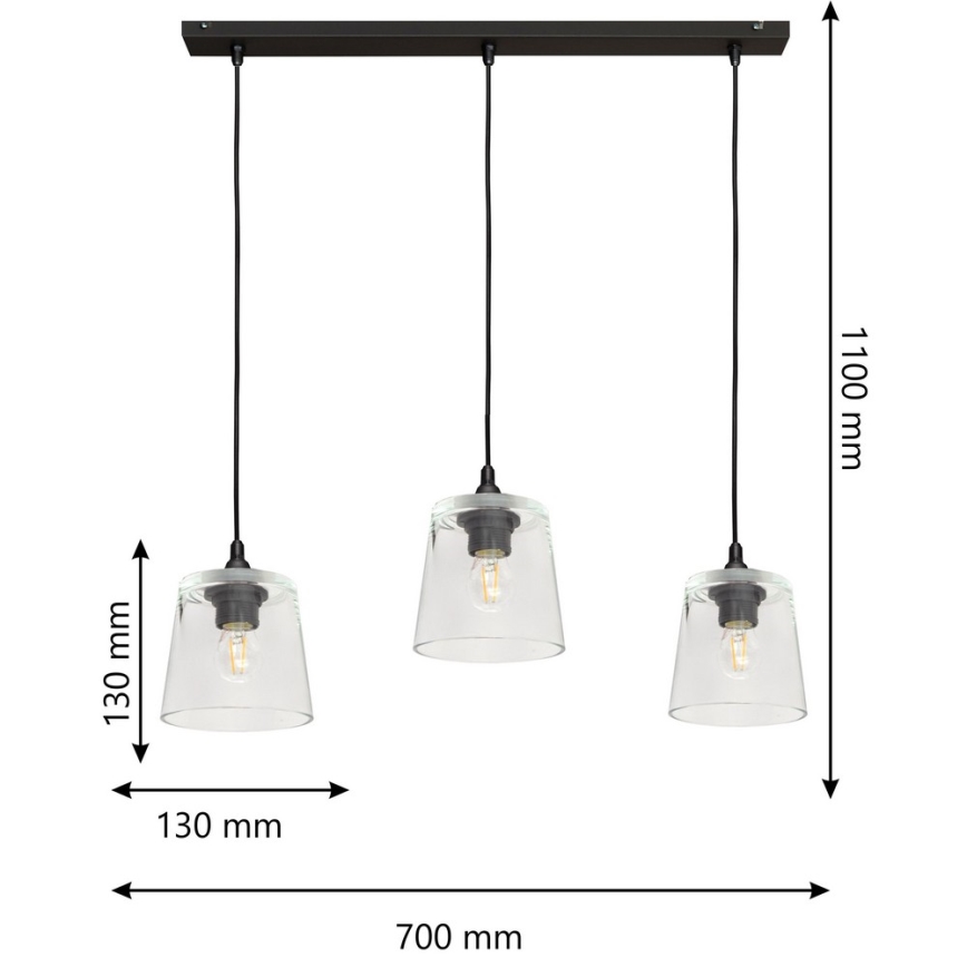 Luster na sajli LUCEA 3xE27/15W/230V