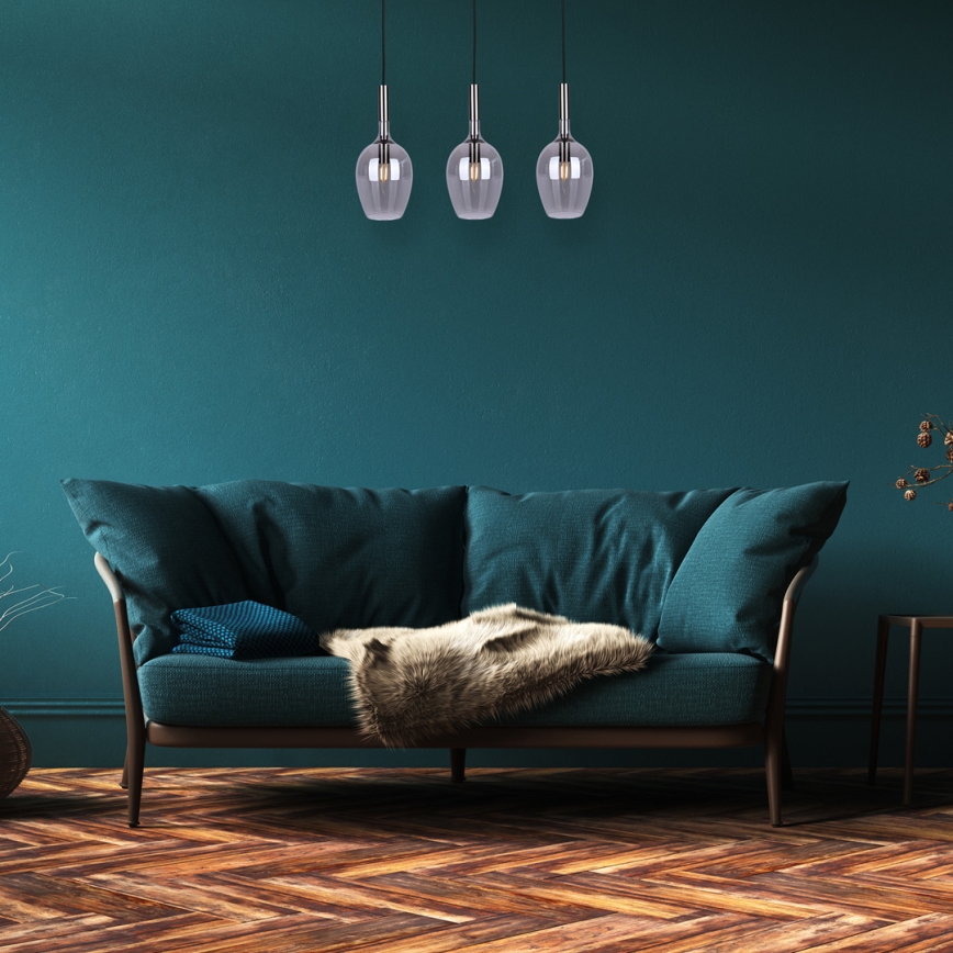 Luster na sajli LUGANO 3xE14/40W/230V sivo