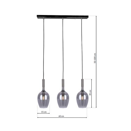 Luster na sajli LUGANO 3xE14/40W/230V sivo