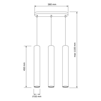 Luster na sajli LUNGOMARE 3xGU10/10W/230V mat krom