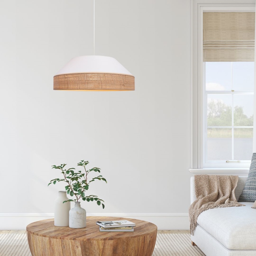 Luster na sajli MANISO 1xE27/60W/230V pr. 45 cm bela/bež