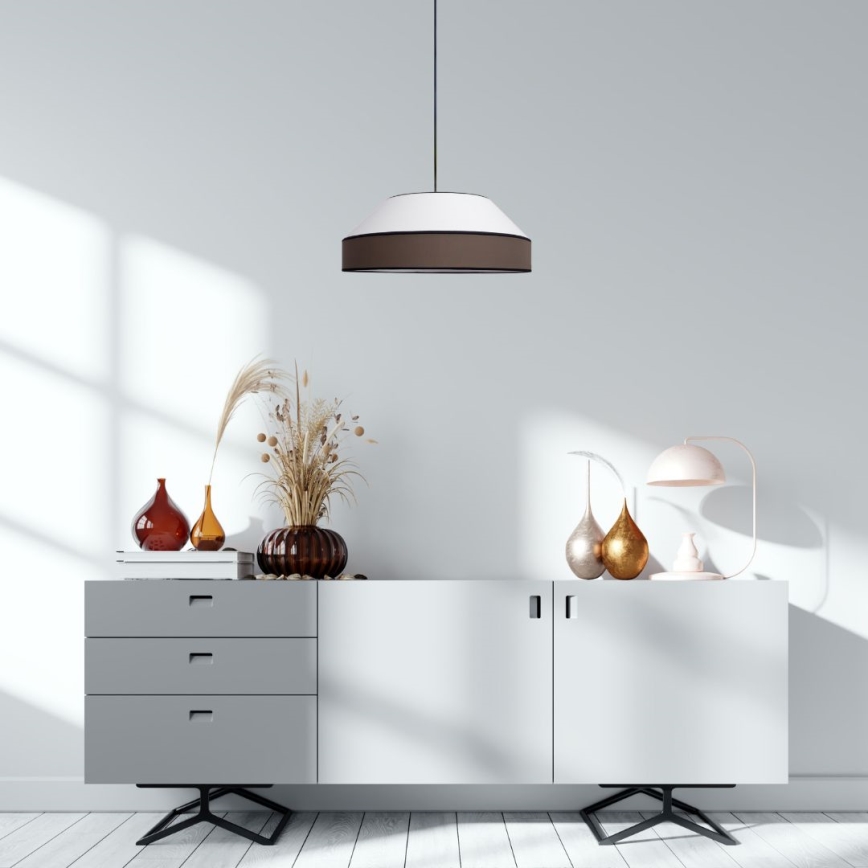 Luster na sajli MANISO 1xE27/60W/230V pr. 45 cm bela/braon