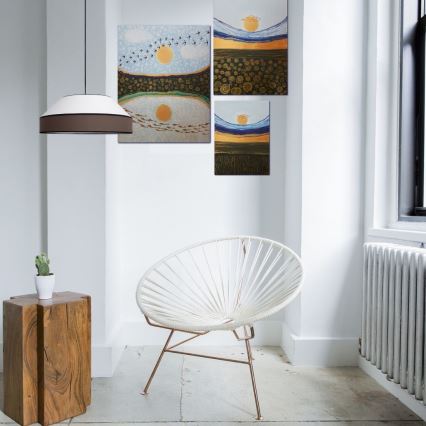 Luster na sajli MANISO 1xE27/60W/230V pr. 45 cm bela/braon